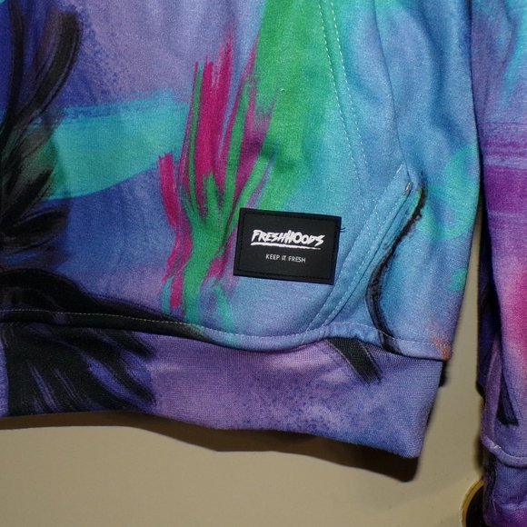 " FRESHOODS " PURE PATTERN MULTI-COLORED LONG SLEEVE HOODED SWEATSHIRT - Picture 5 of 12